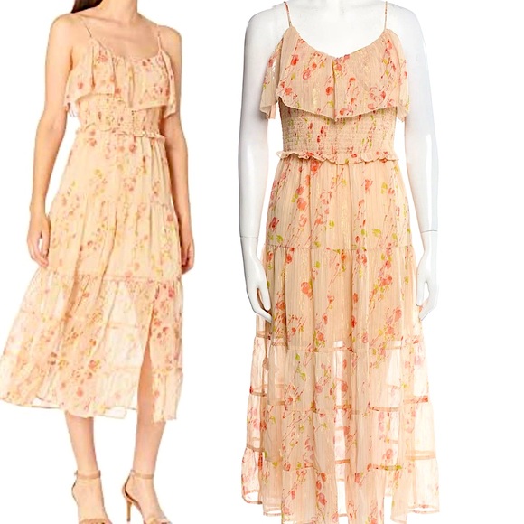 PAIGE Dresses & Skirts - PAIGE KALANI FLORAL maxi Orange AFTERGLOW DRESS size XS